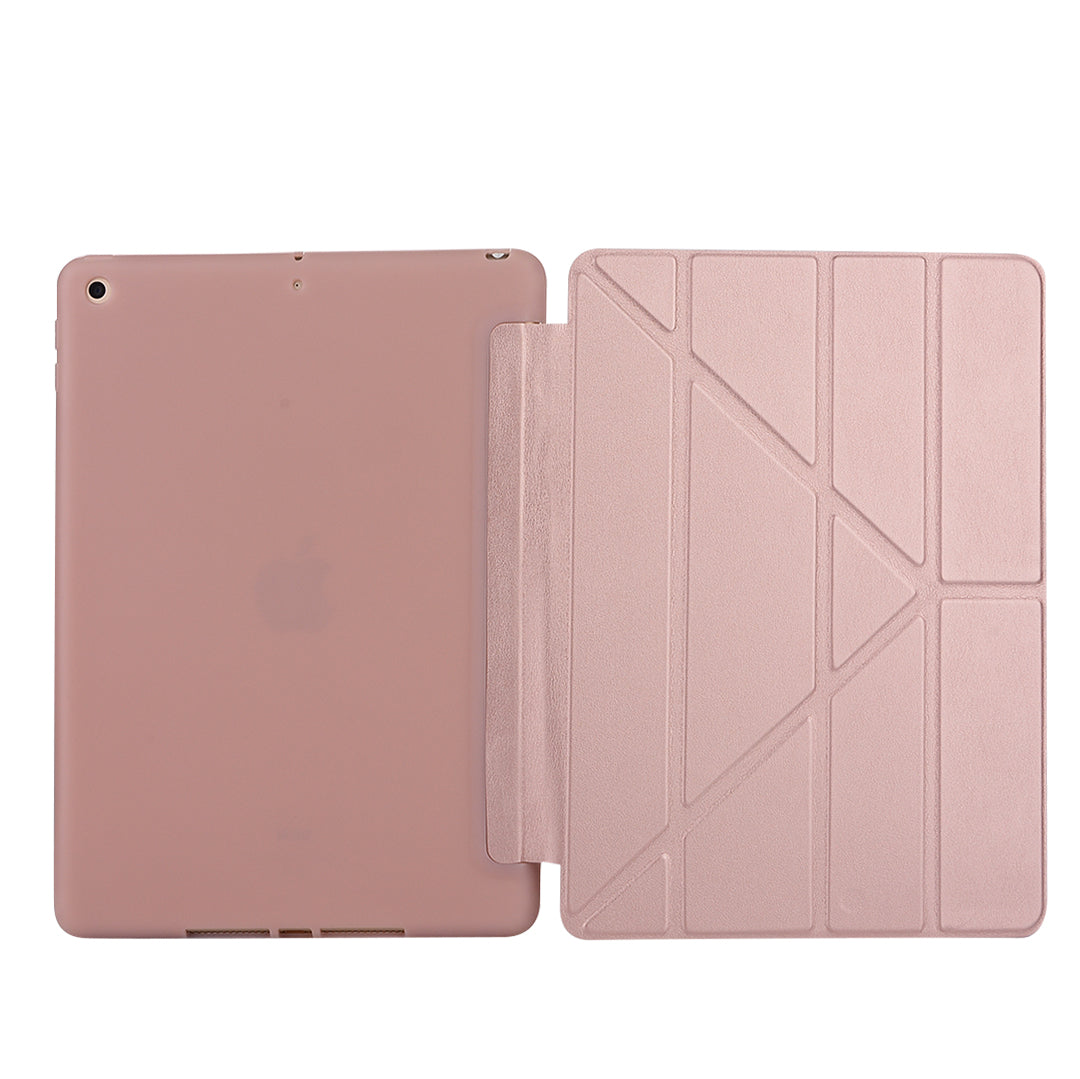 For iPad 10.2 (2021)/(2020)/(2019) Protective Cover Folding Deformed Silicone + PU Leather Stand Tablet Case