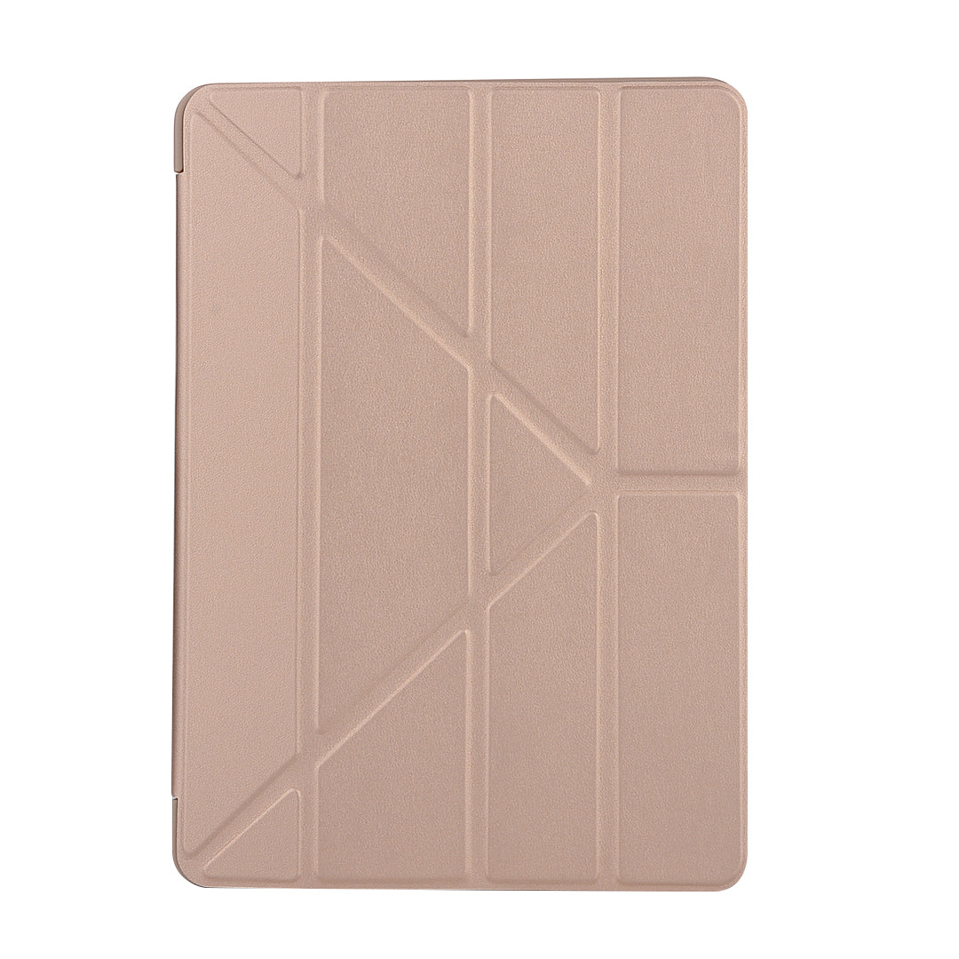 For iPad 10.2 (2021)/(2020)/(2019) Protective Cover Folding Deformed Silicone + PU Leather Stand Tablet Case