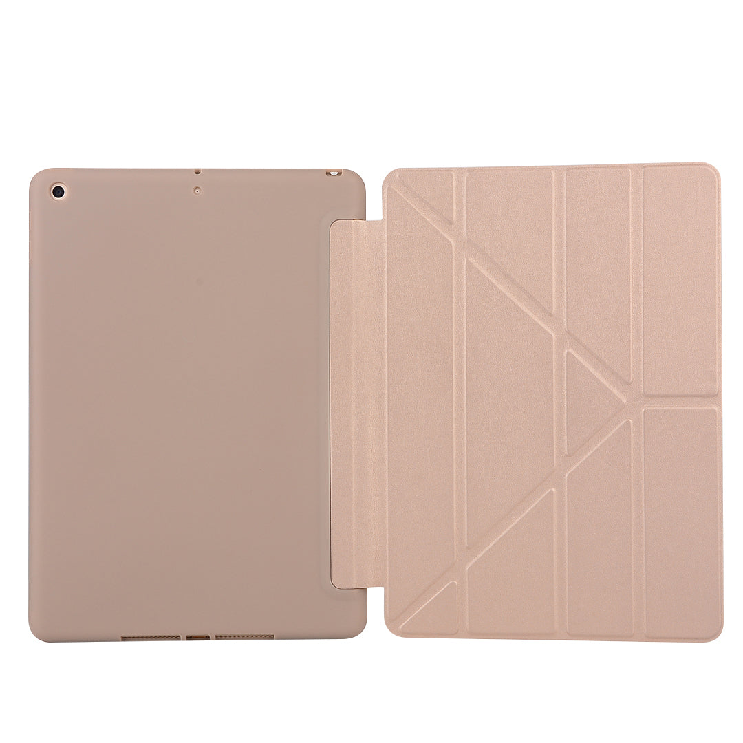For iPad 10.2 (2021)/(2020)/(2019) Protective Cover Folding Deformed Silicone + PU Leather Stand Tablet Case