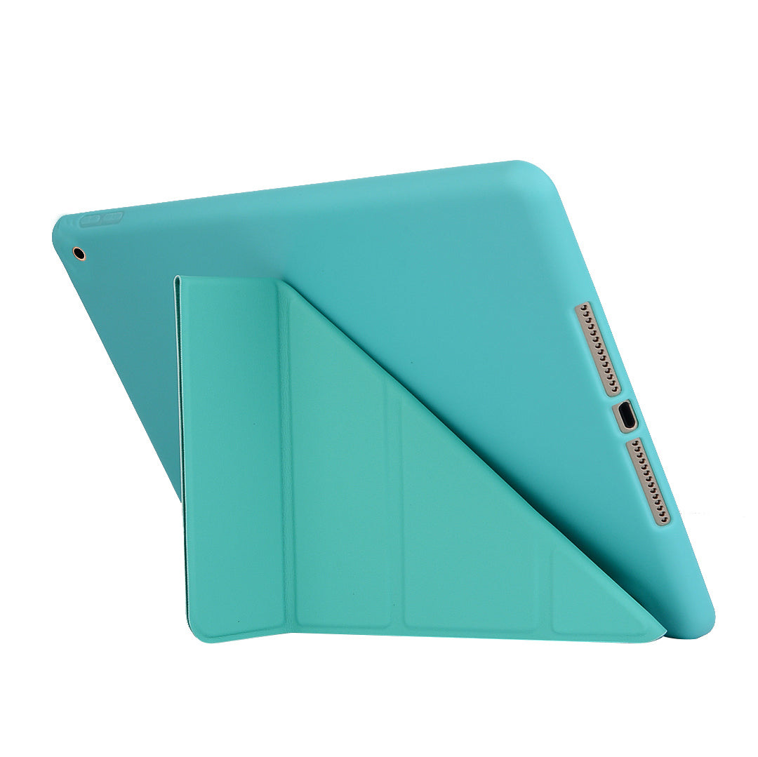 For iPad 10.2 (2021)/(2020)/(2019) Protective Cover Folding Deformed Silicone + PU Leather Stand Tablet Case