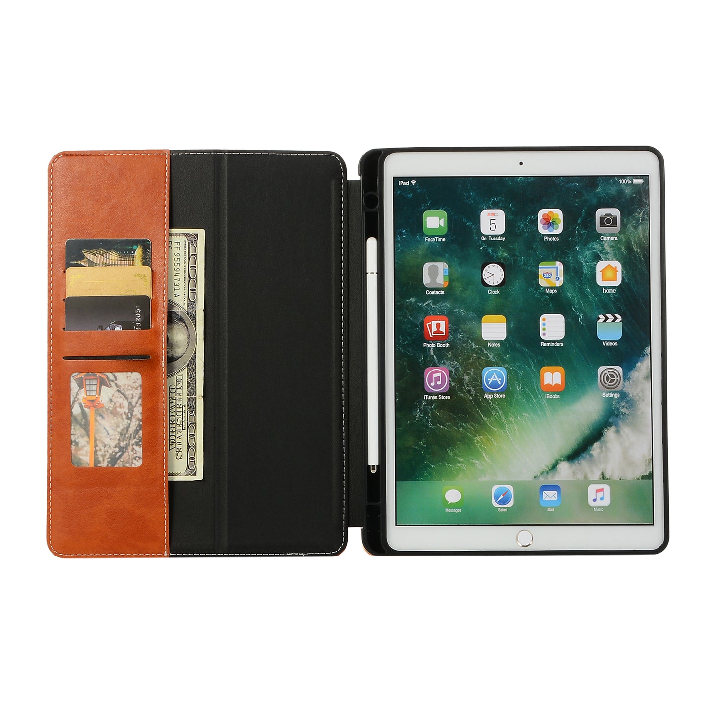 For iPad 10.2 (2021)/(2020)/(2019) Protective Case Auto Wake/Sleep Leather Wallet Stand Tablet Cover with Pen Slot