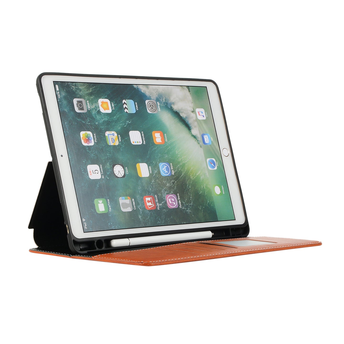For iPad 10.2 (2021)/(2020)/(2019) Protective Case Auto Wake/Sleep Leather Wallet Stand Tablet Cover with Pen Slot