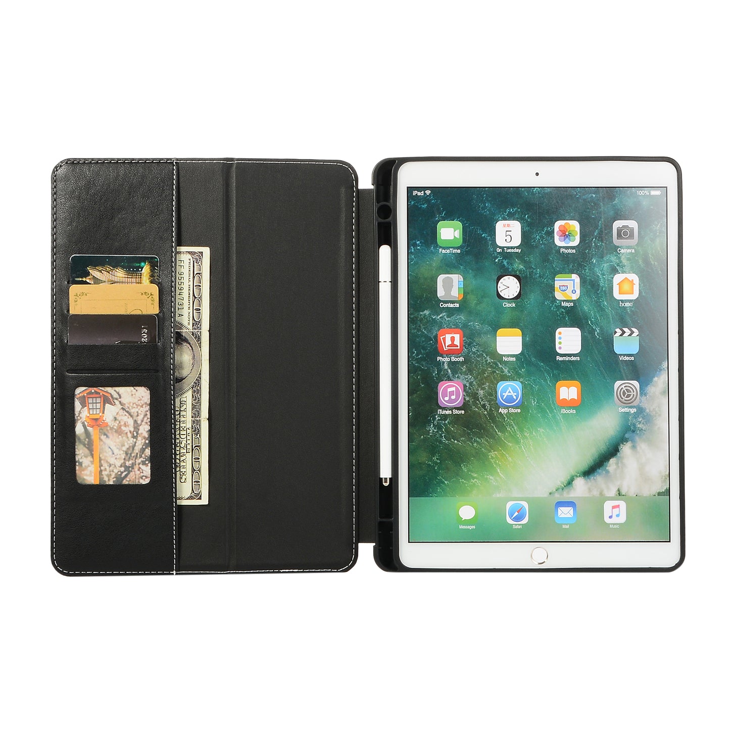 For iPad 10.2 (2021)/(2020)/(2019) Protective Case Auto Wake/Sleep Leather Wallet Stand Tablet Cover with Pen Slot