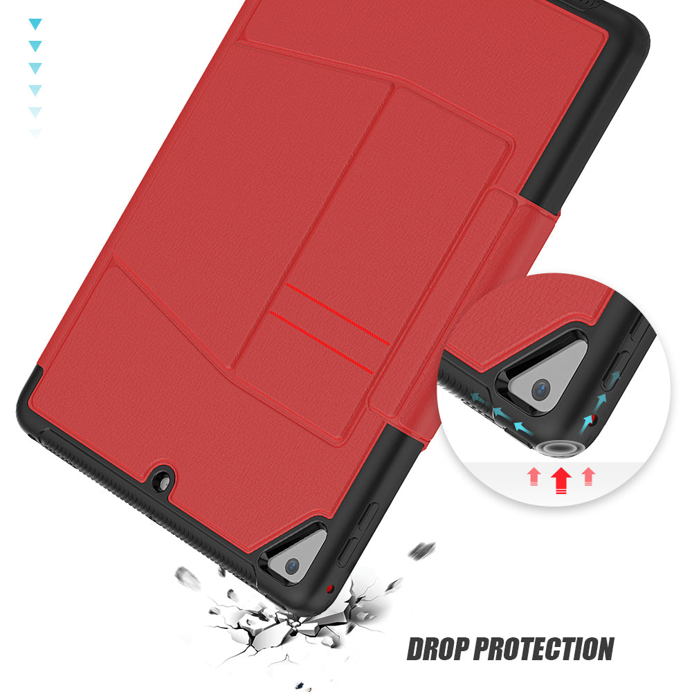 For iPad 9.7-inch (2018)/(2017) Magnetic Stand Card Holder PU Leather Tablet Case with Stylus Slot