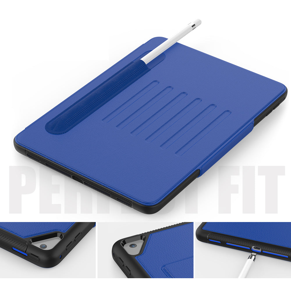 For iPad 9.7-inch (2018)/(2017) Magnetic Stand Card Holder PU Leather Tablet Case with Stylus Slot