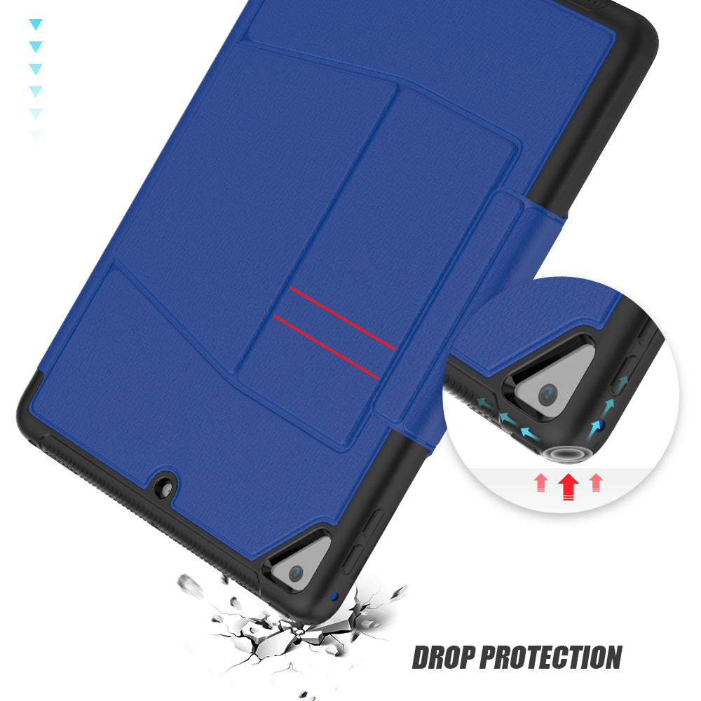 For iPad 9.7-inch (2018)/(2017) Magnetic Stand Card Holder PU Leather Tablet Case with Stylus Slot