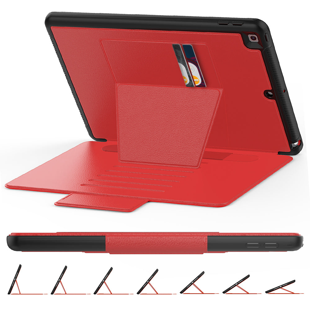For iPad 10.2 (2020)/(2019) Multi-angle Stand Card Holder Leather Tablet Case Magnetic Closure Cover with Stylus Slot