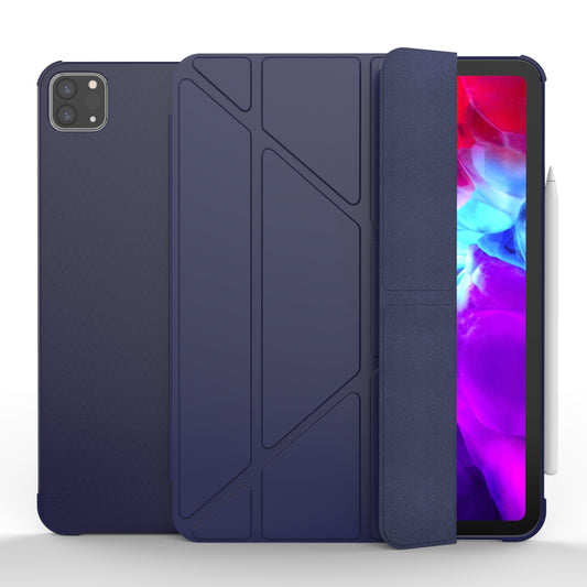 For iPad Pro 11-inch (2021)(2020)(2018) Tri-fold Stand Leather Protective Tablet Cover Case with Pen Slot
