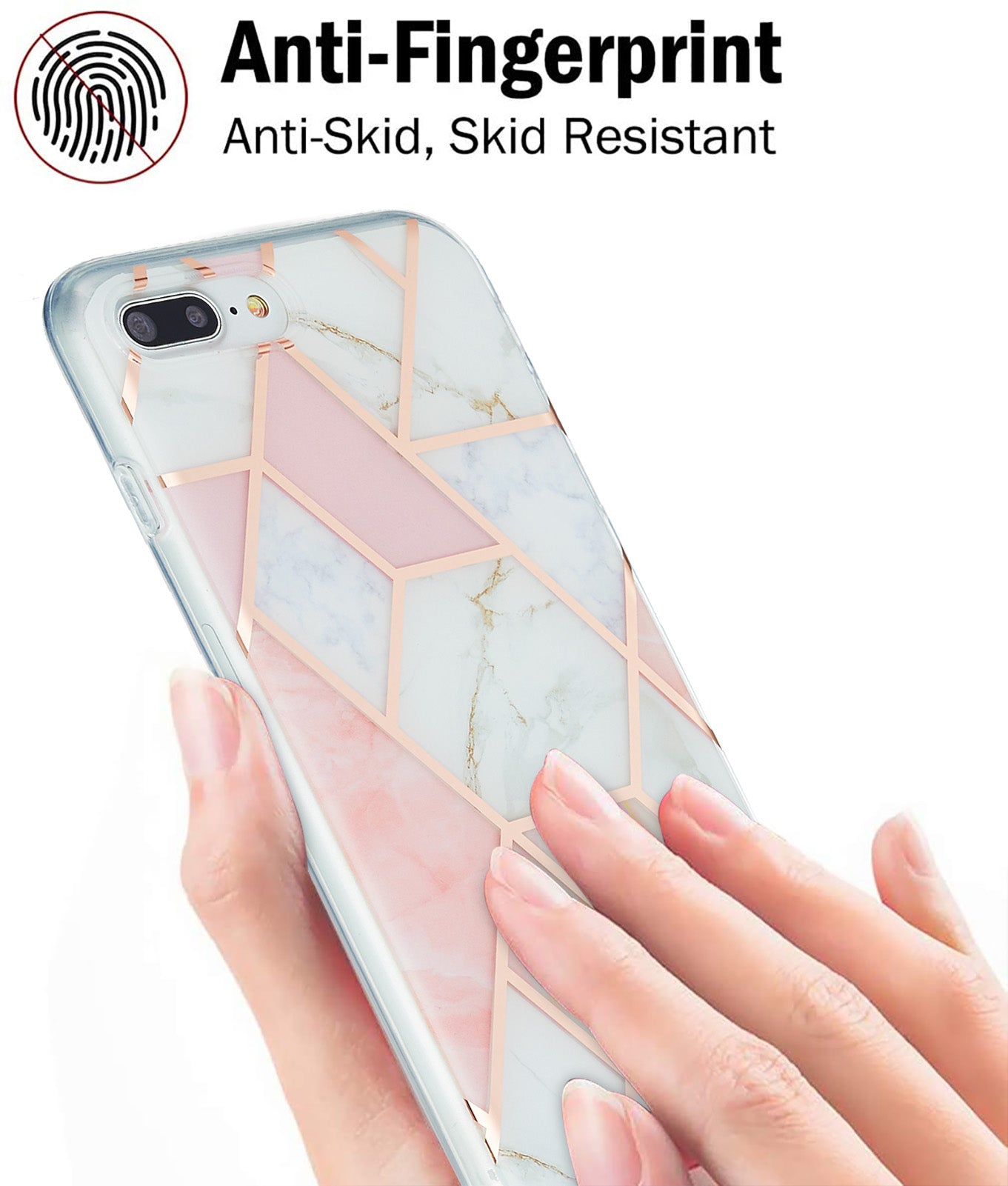 2.0mm Electroplating IMD Splicing Marble Pattern Design TPU Protector Cover for iPhone 7 Plus/8 Plus