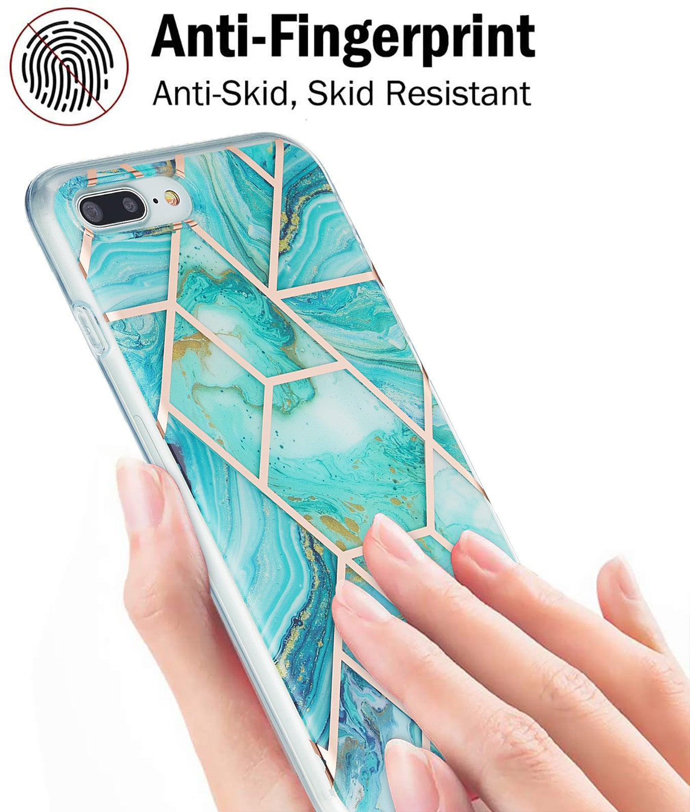2.0mm Electroplating IMD Splicing Marble Pattern Design TPU Protector Cover for iPhone 7 Plus/8 Plus