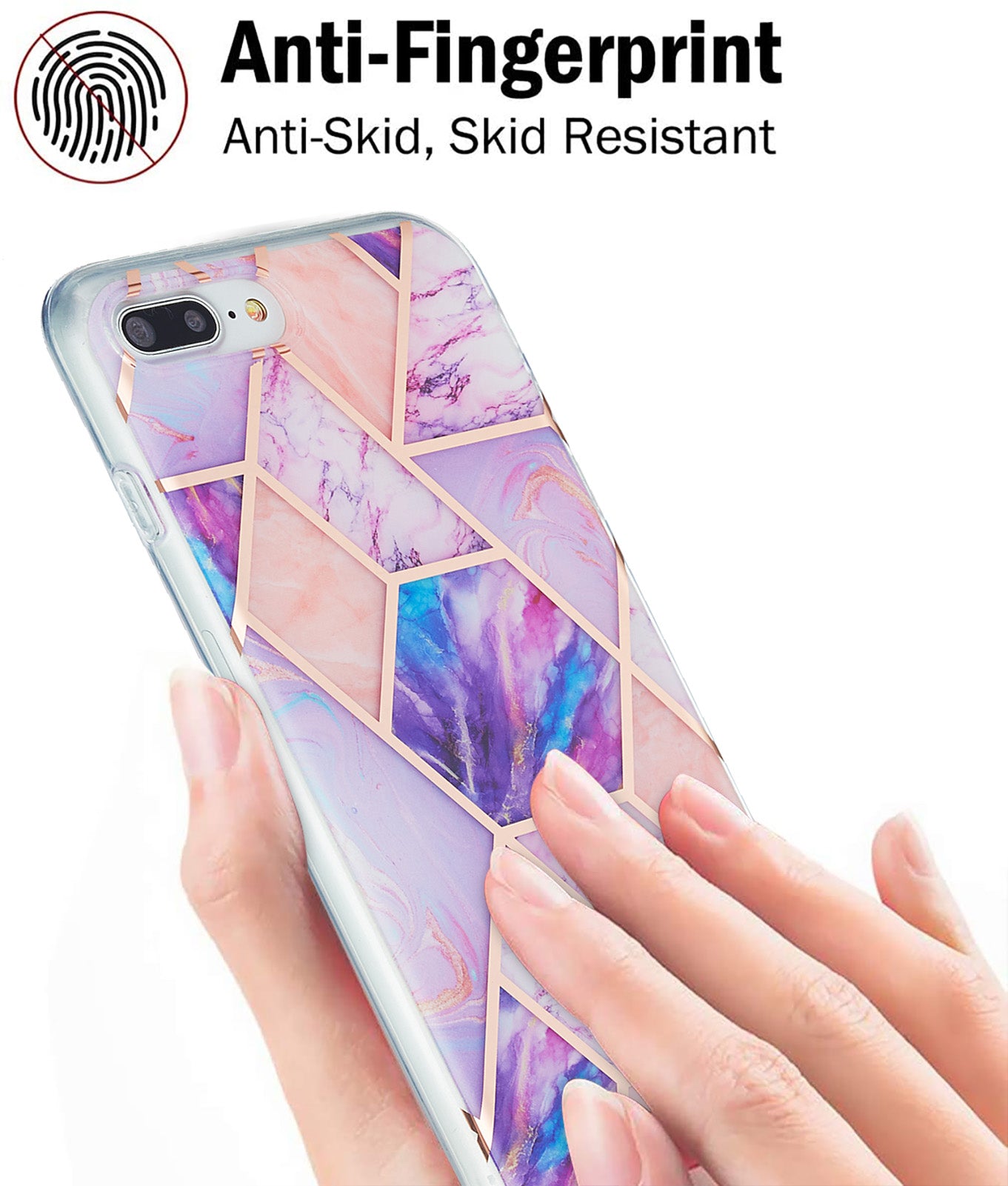 2.0mm Electroplating IMD Splicing Marble Pattern Design TPU Protector Cover for iPhone 7 Plus/8 Plus