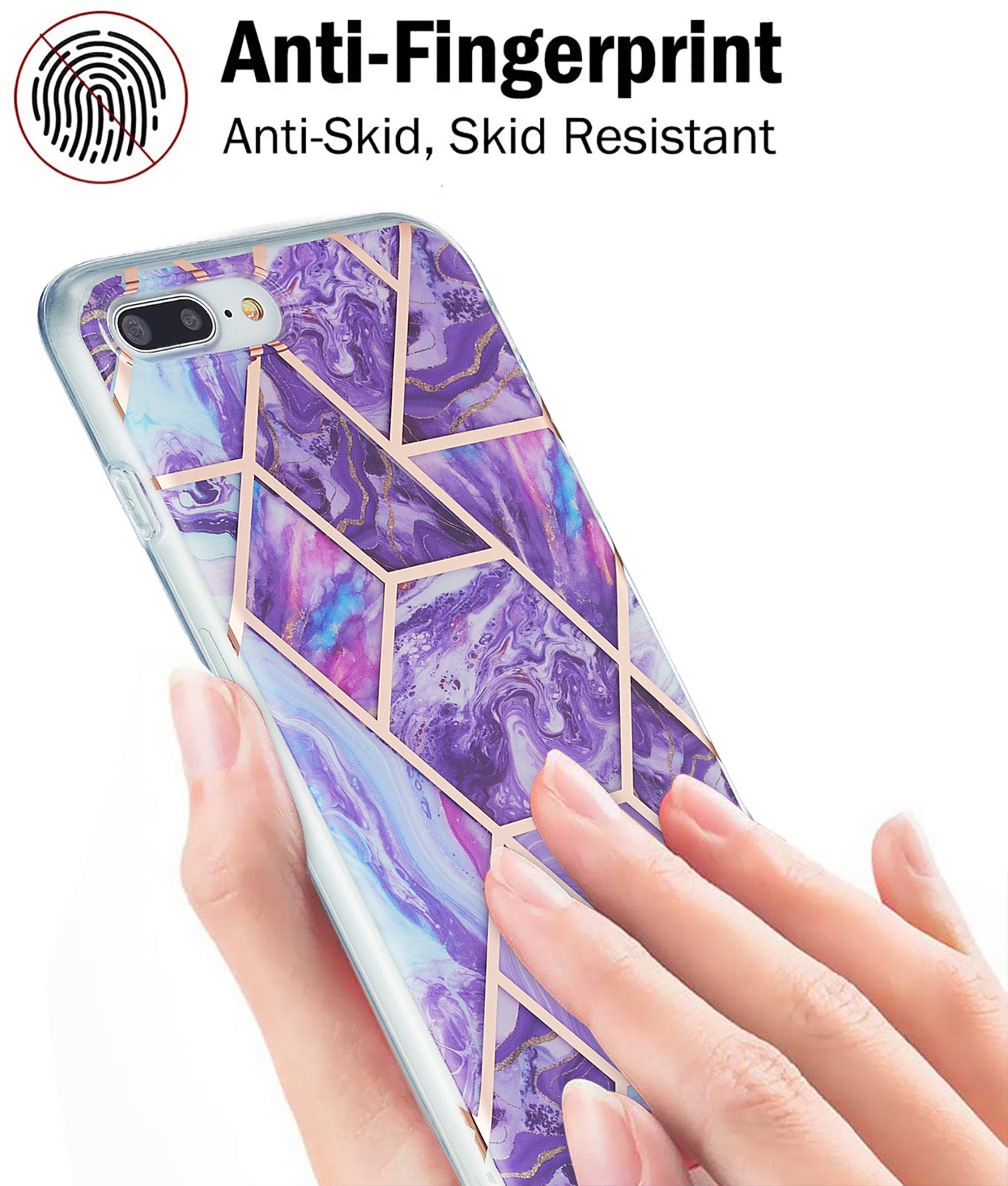 2.0mm Electroplating IMD Splicing Marble Pattern Design TPU Protector Cover for iPhone 7 Plus/8 Plus