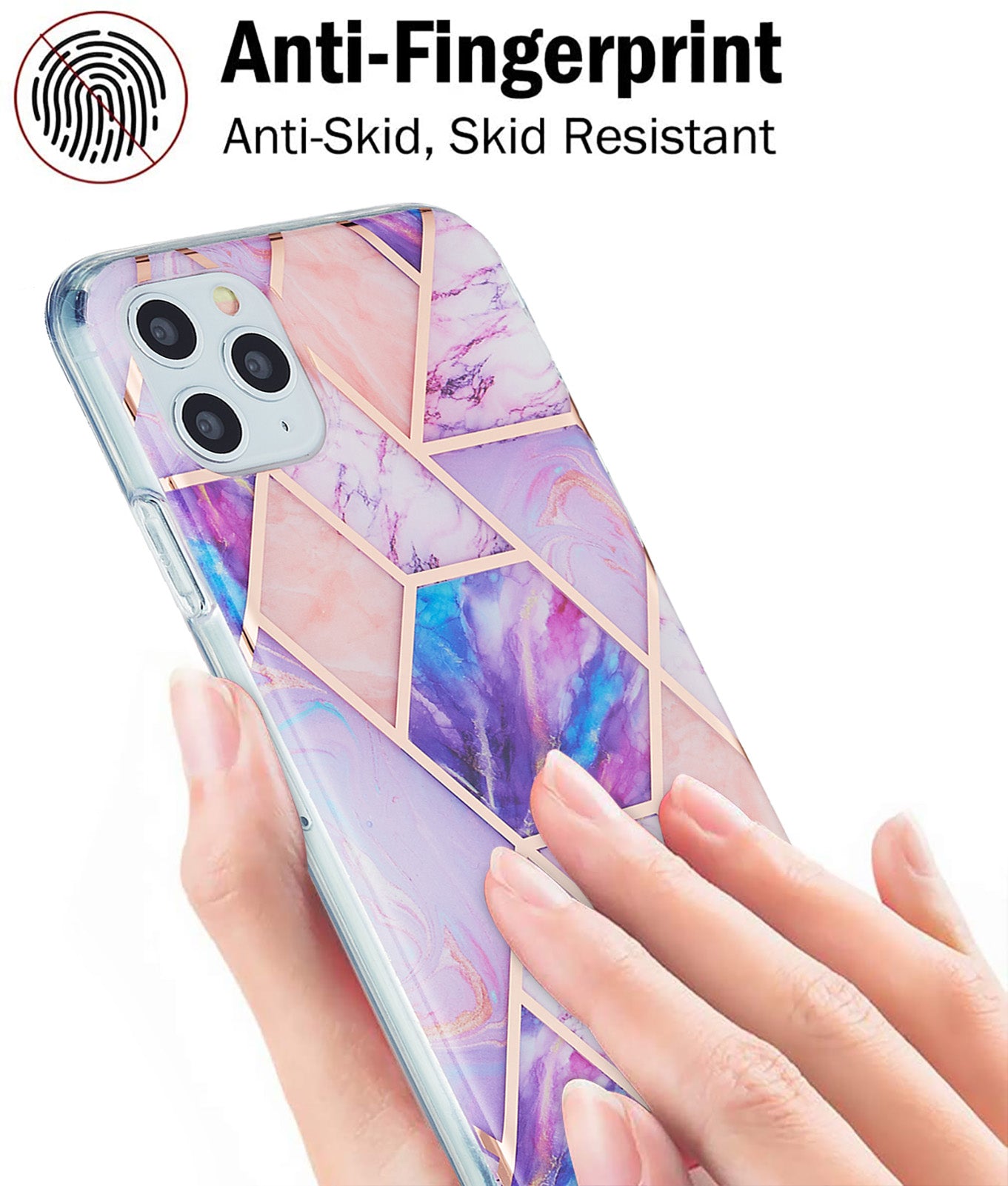 2.0mm Electroplating IMD Marble Pattern Splicing Full Protection TPU Protector Cover for iPhone 11 Pro Max