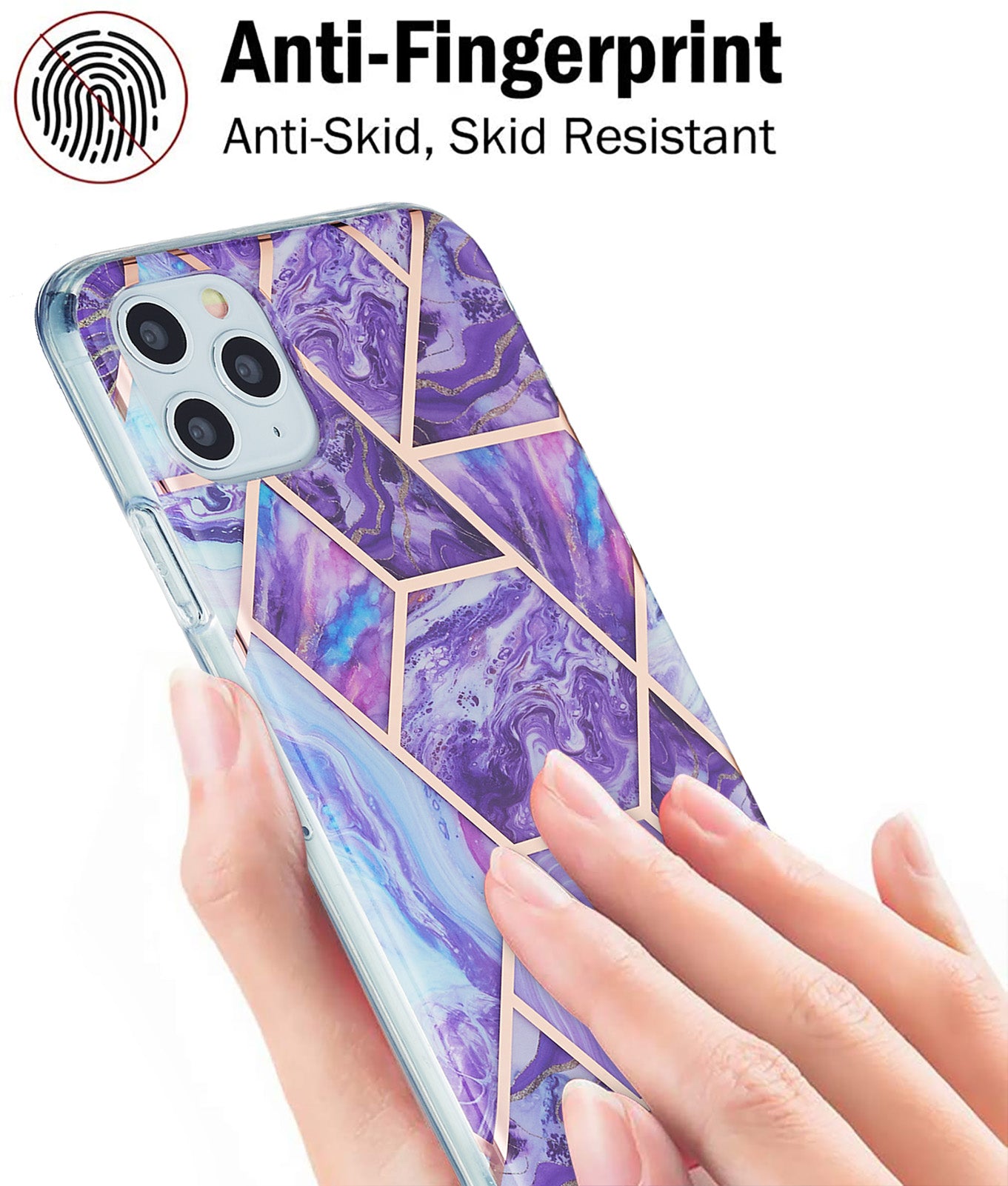 2.0mm Electroplating IMD Marble Pattern Splicing Full Protection TPU Protector Cover for iPhone 11 Pro Max