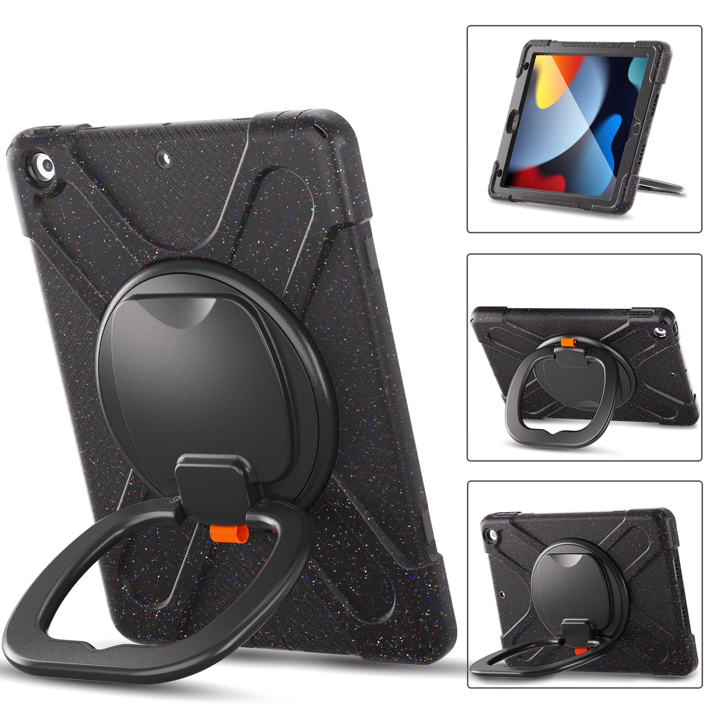 For iPad 10.2 (2021) / (2020) / (2019) Rotary Kickstand Tablet Case PC + Silicone Protective Tablet Shell Cover