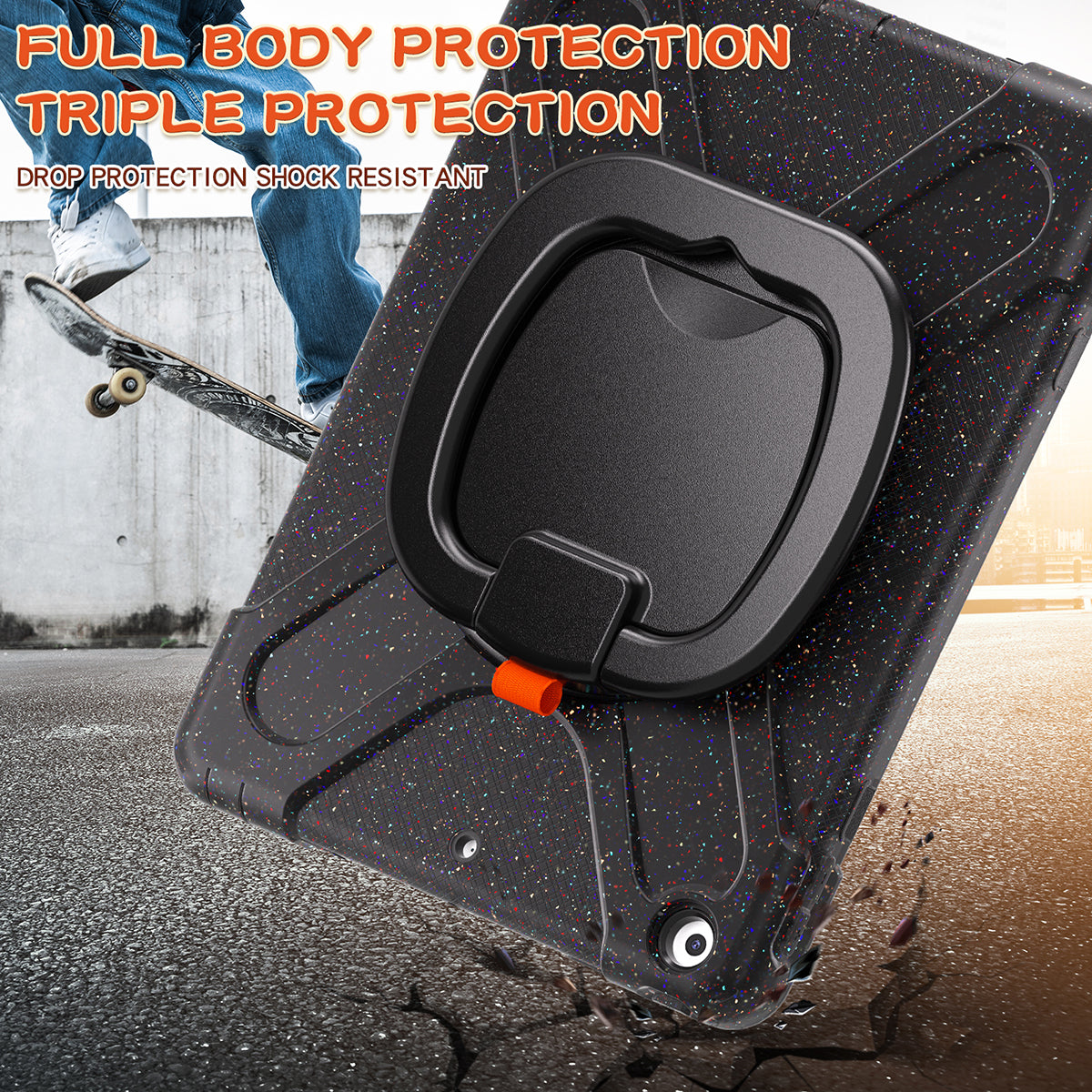 For iPad 10.2 (2021) / (2020) / (2019) Rotary Kickstand Tablet Case PC + Silicone Protective Tablet Shell Cover
