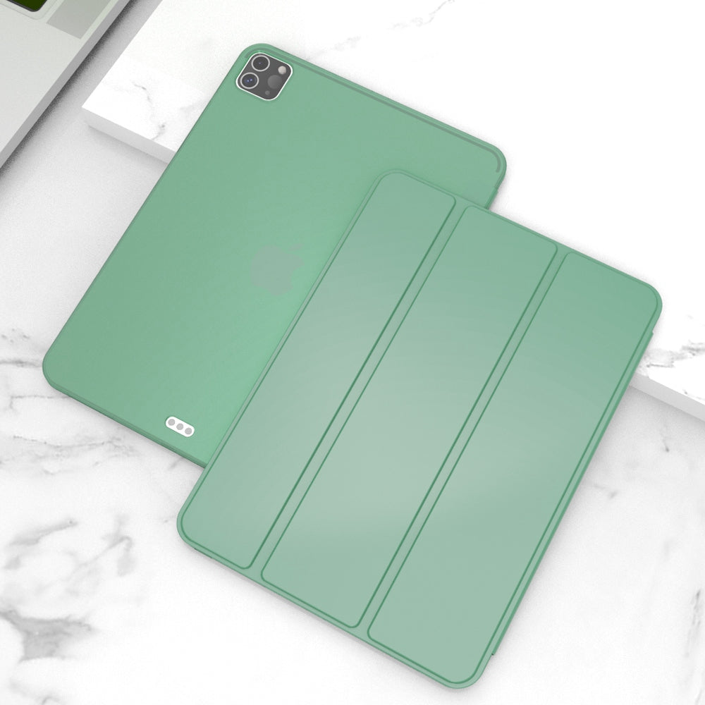 For iPad Pro 11-inch (2021) Auto Wake / Sleep Tri-fold Stand TPU Leather Tablet Protective Case Shell