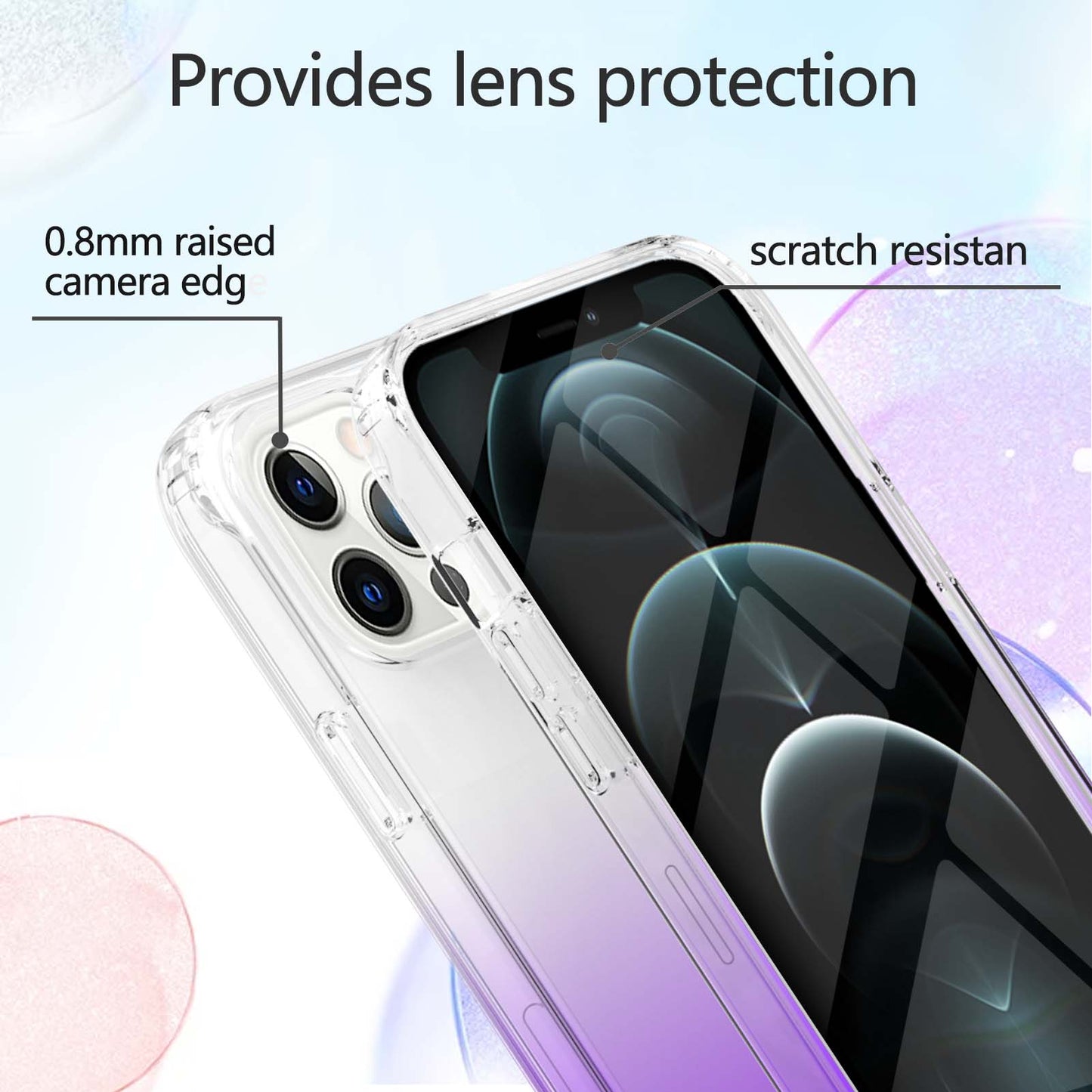LA1 Series Gradient Color Full Protection 3-in-1 Shockproof Hard PC Frame + Soft TPU Back Protective Phone Case Built-in PET Screen Protector for Apple iPhone 12/12 Pro 6.1 inch