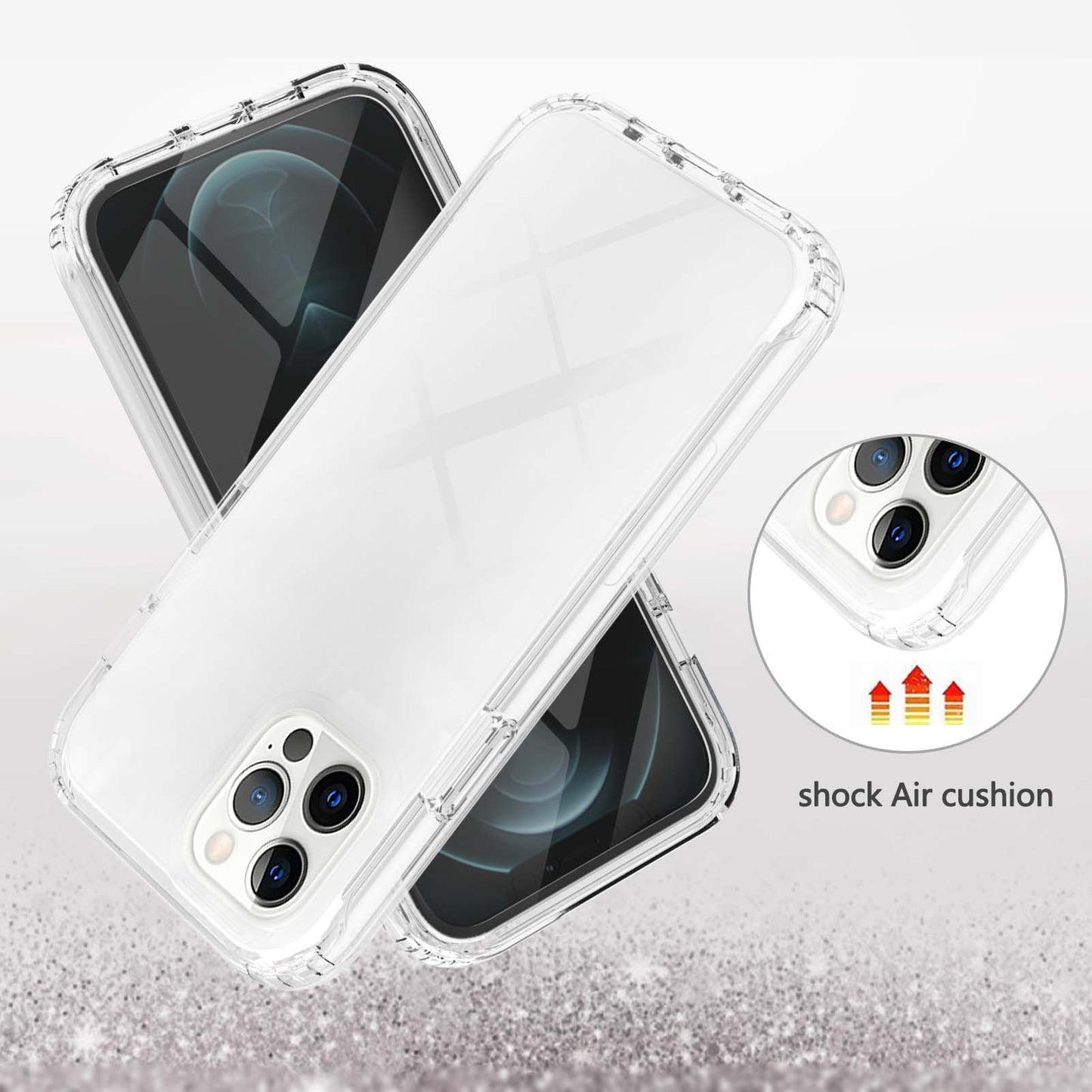 LA1 Series Gradient Color Full Protection 3-in-1 Shockproof Hard PC Frame + Soft TPU Back Protective Phone Case Built-in PET Screen Protector for Apple iPhone 12/12 Pro 6.1 inch
