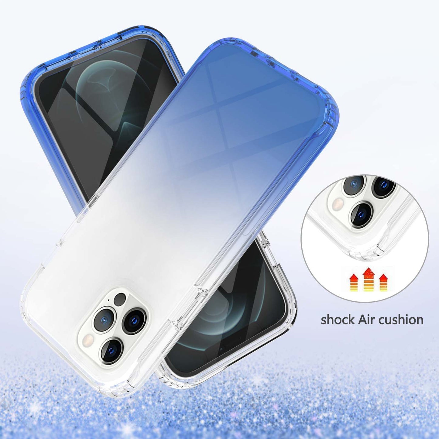 LA1 Series Gradient Color Full Protection 3-in-1 Shockproof Hard PC Frame + Soft TPU Back Protective Phone Case Built-in PET Screen Protector for Apple iPhone 12/12 Pro 6.1 inch