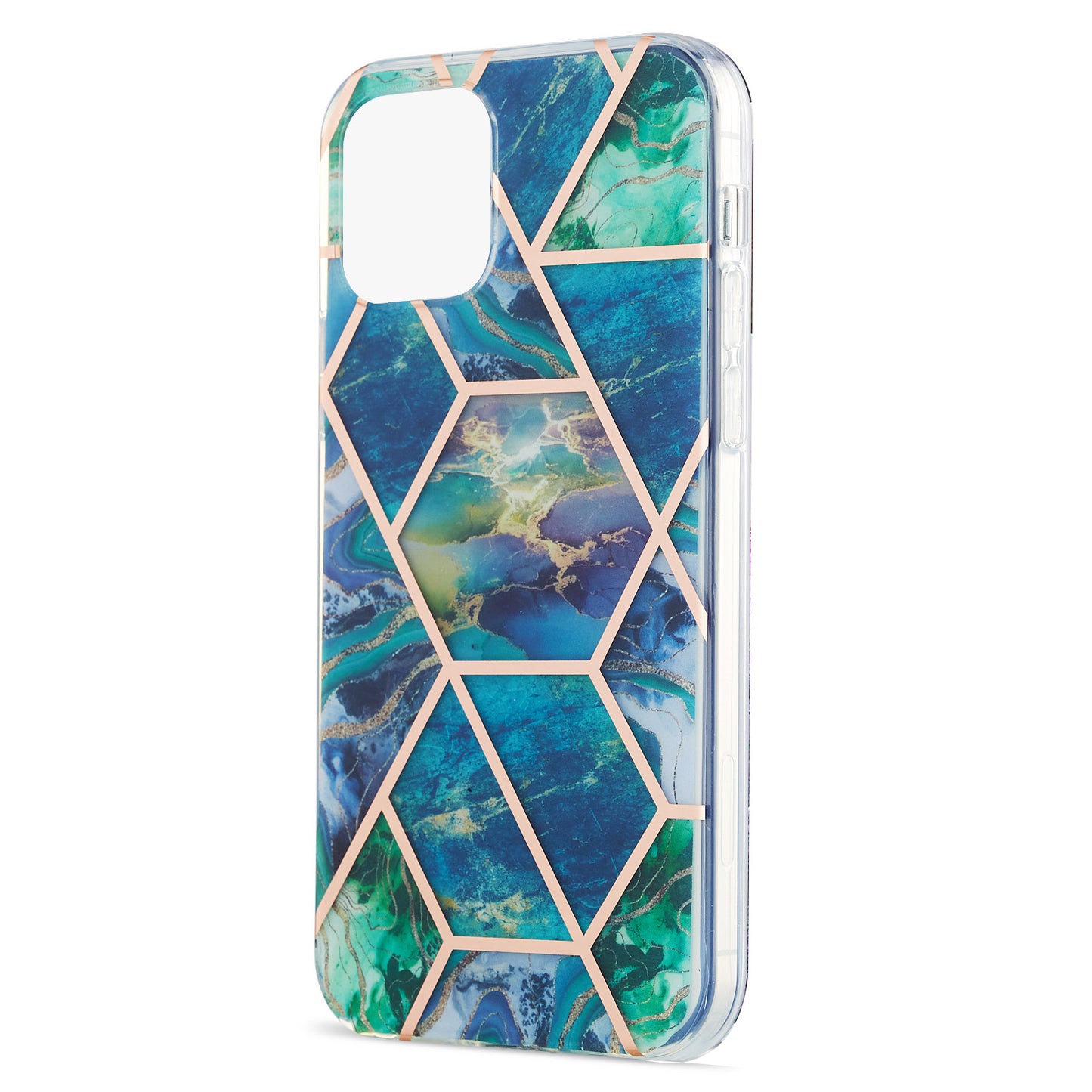 2.0mm IMD Workmanship Electroplating Marble Pattern Printing TPU Cell Phone Case Cover for iPhone 13 6.1 inch