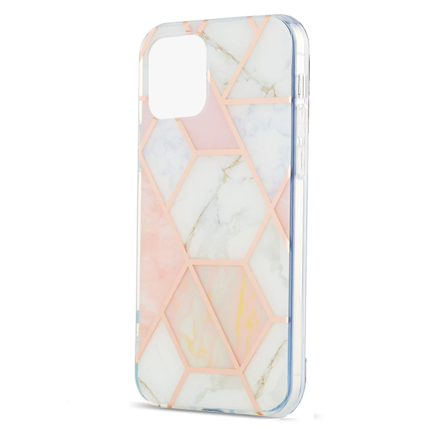 2.0mm IMD Workmanship Electroplating Marble Pattern Printing TPU Cell Phone Case Cover for iPhone 13 6.1 inch