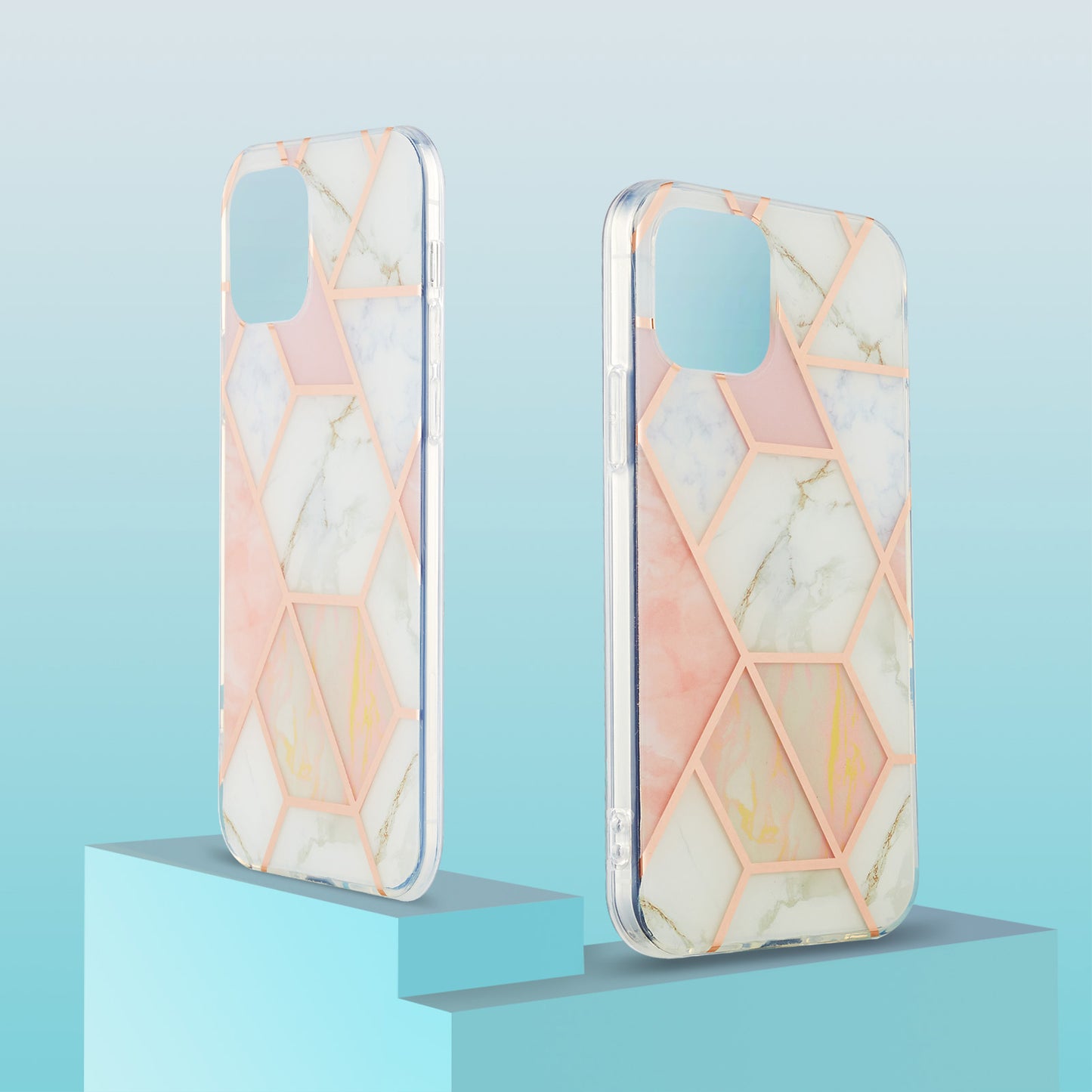 2.0mm IMD Workmanship Electroplating Marble Pattern Printing TPU Cell Phone Case Cover for iPhone 13 6.1 inch