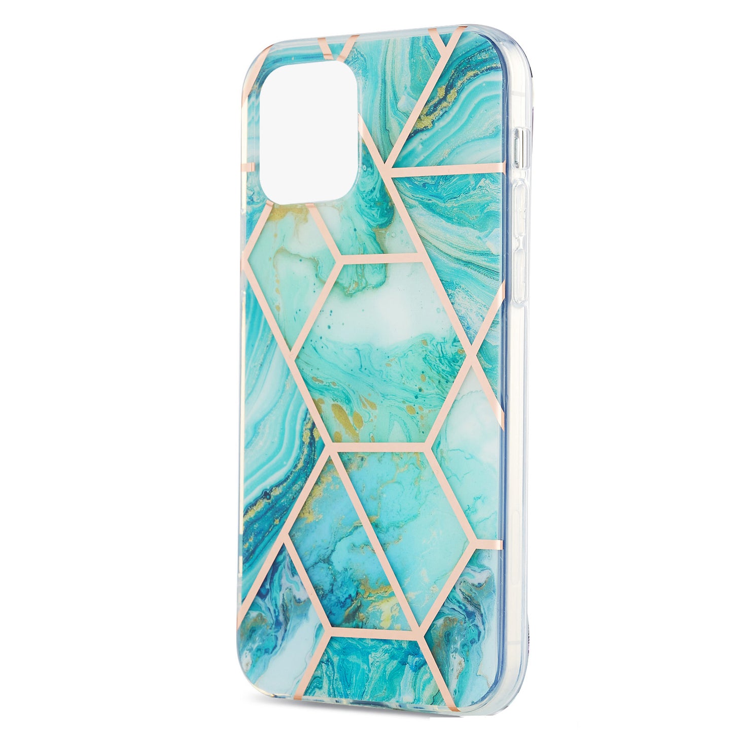 2.0mm IMD Workmanship Electroplating Marble Pattern Printing TPU Cell Phone Case Cover for iPhone 13 6.1 inch