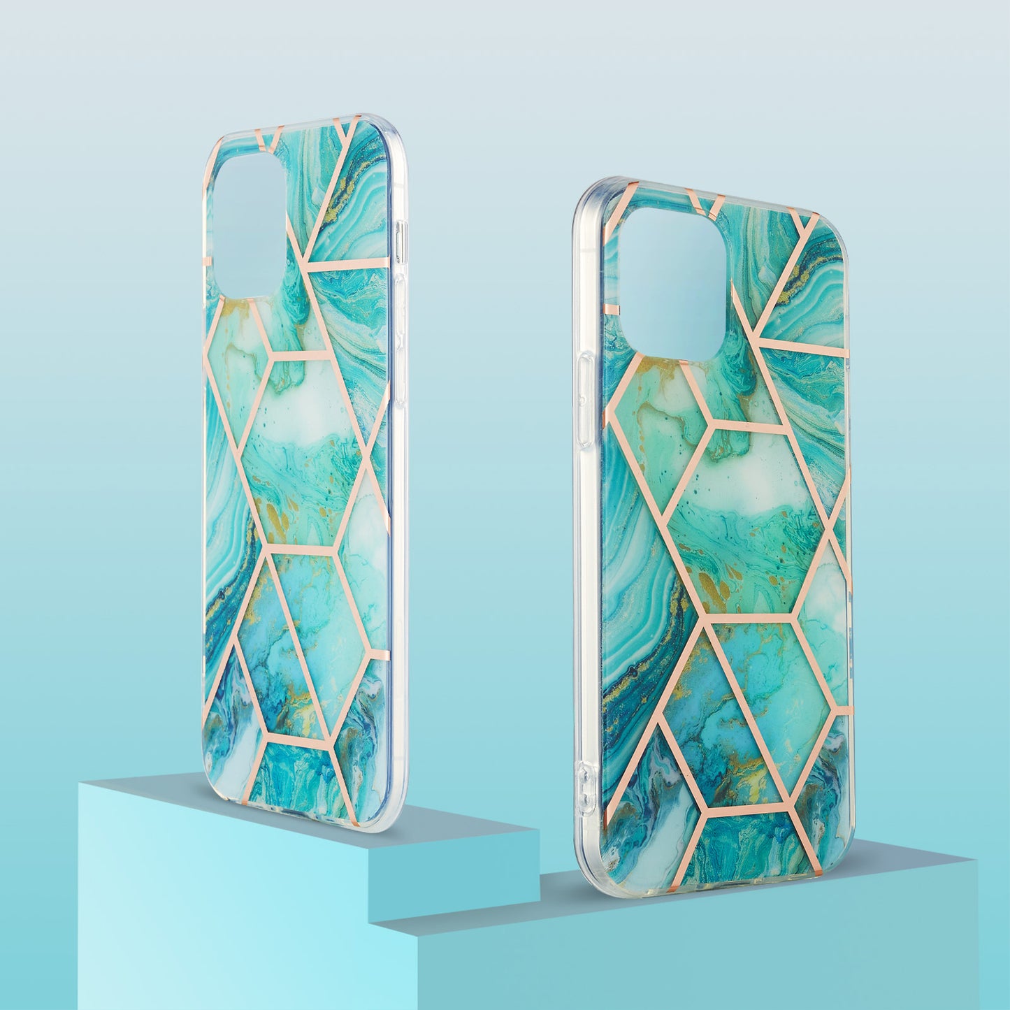 2.0mm IMD Workmanship Electroplating Marble Pattern Printing TPU Cell Phone Case Cover for iPhone 13 6.1 inch