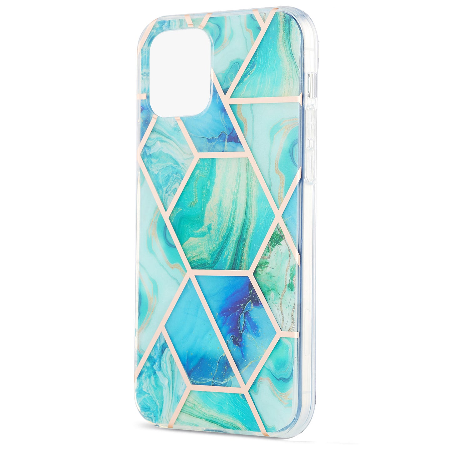 2.0mm IMD Workmanship Electroplating Marble Pattern Printing TPU Cell Phone Case Cover for iPhone 13 6.1 inch