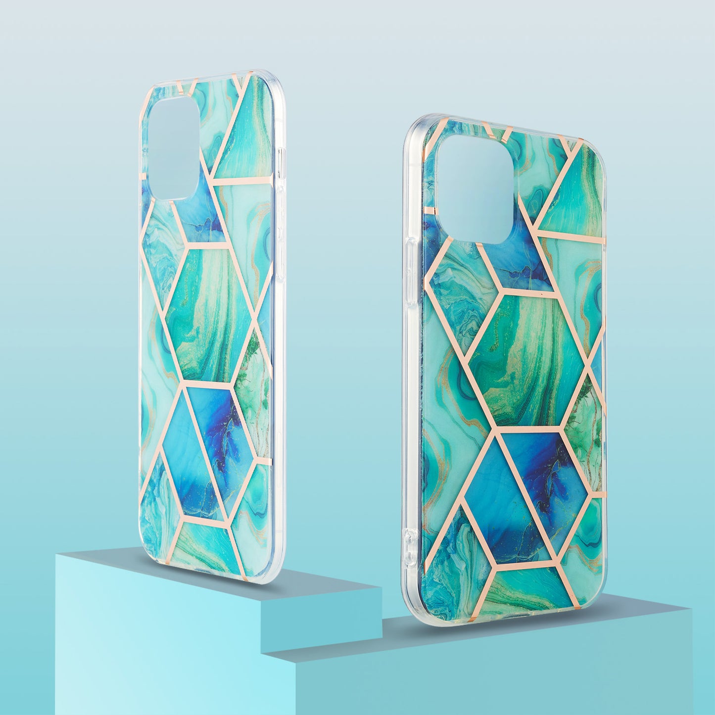 2.0mm IMD Workmanship Electroplating Marble Pattern Printing TPU Cell Phone Case Cover for iPhone 13 6.1 inch
