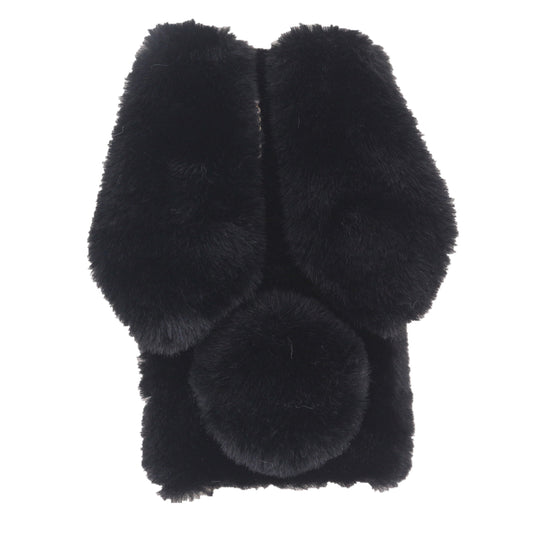 Soft Handmade Fluffy Furry Cute Bunny Stylish Case Rhinestone Bow Knot TPU Shell for iPhone 13 6.1 inch