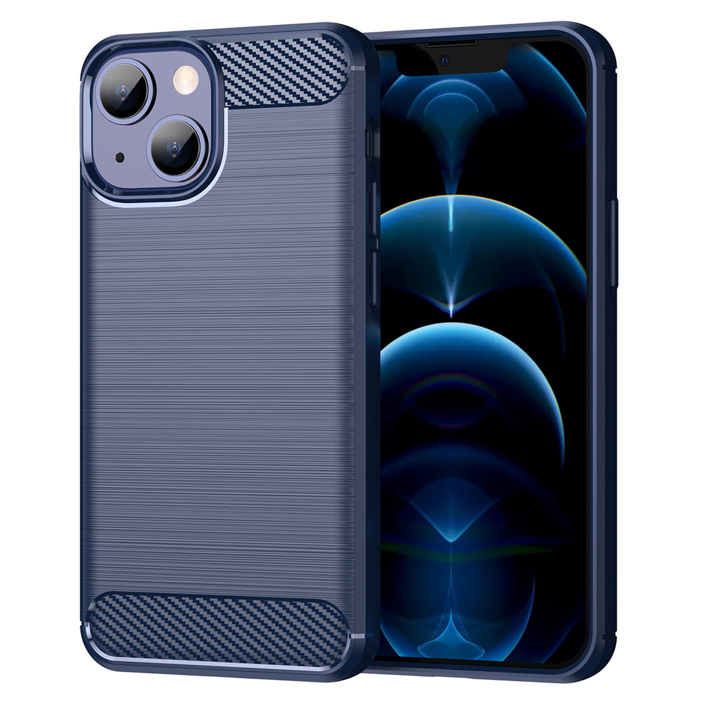 1.8mm Flexible TPU Anti-Scratch Carbon Fiber Brushed Protective Cover Phone Back Case for iPhone 13 6.1 inch