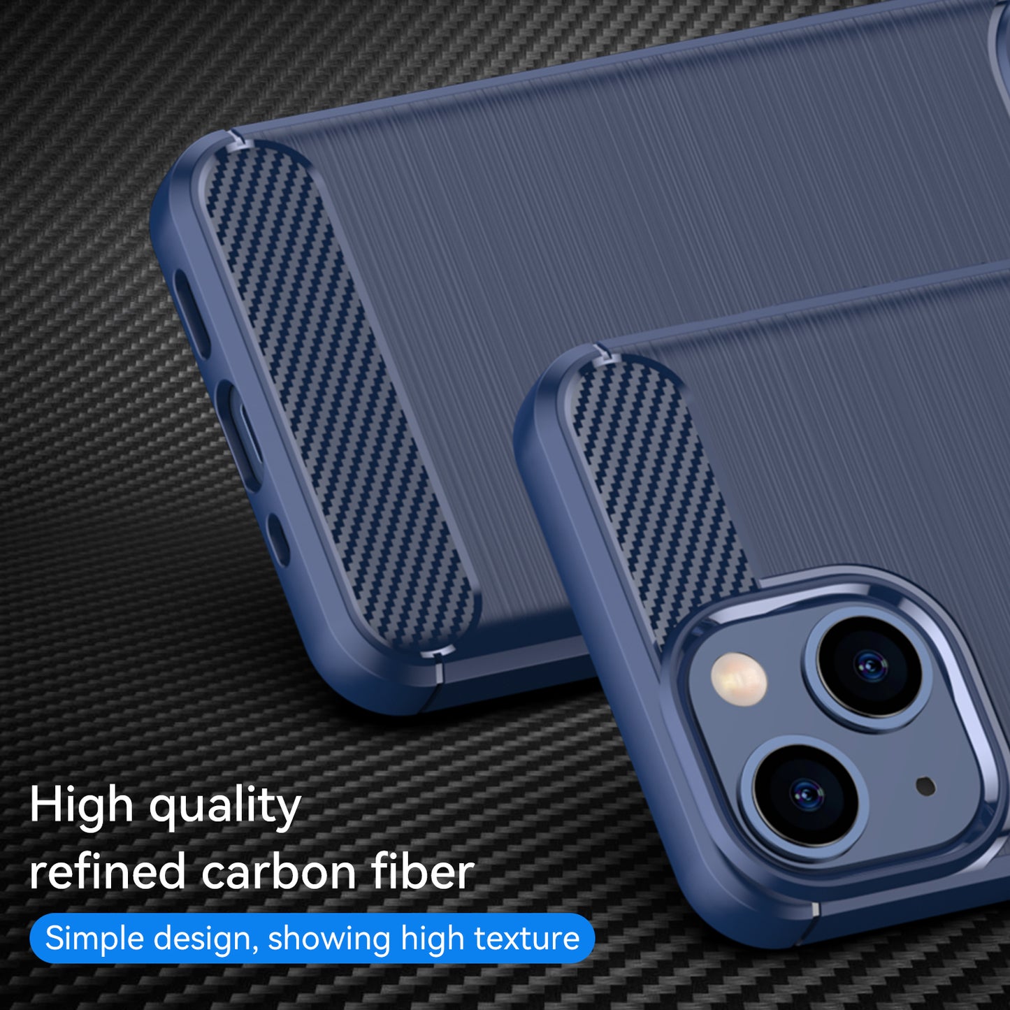 1.8mm Flexible TPU Anti-Scratch Carbon Fiber Brushed Protective Cover Phone Back Case for iPhone 13 6.1 inch