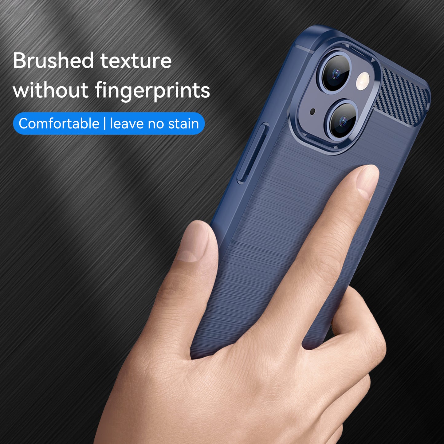 1.8mm Flexible TPU Anti-Scratch Carbon Fiber Brushed Protective Cover Phone Back Case for iPhone 13 6.1 inch