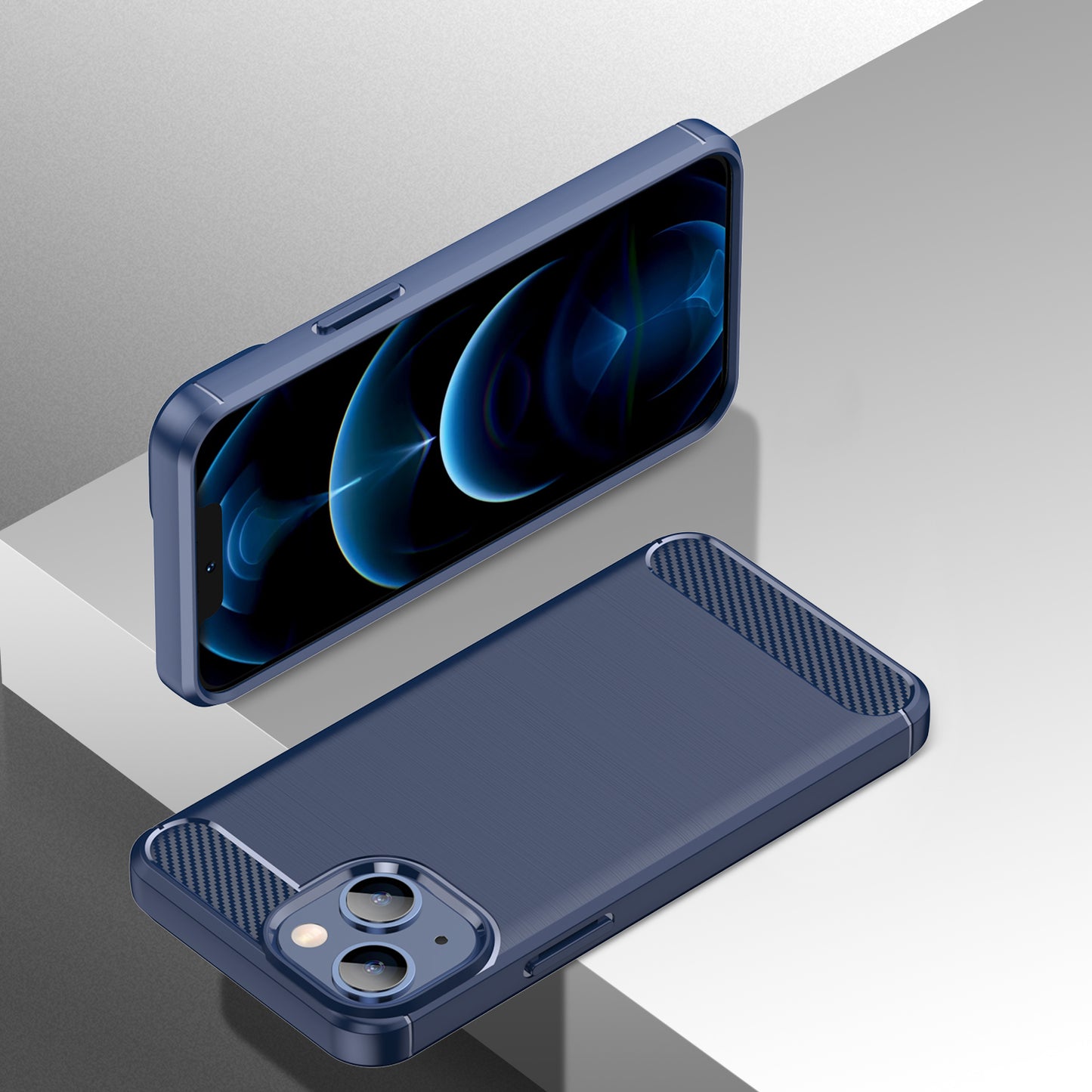 1.8mm Flexible TPU Anti-Scratch Carbon Fiber Brushed Protective Cover Phone Back Case for iPhone 13 6.1 inch