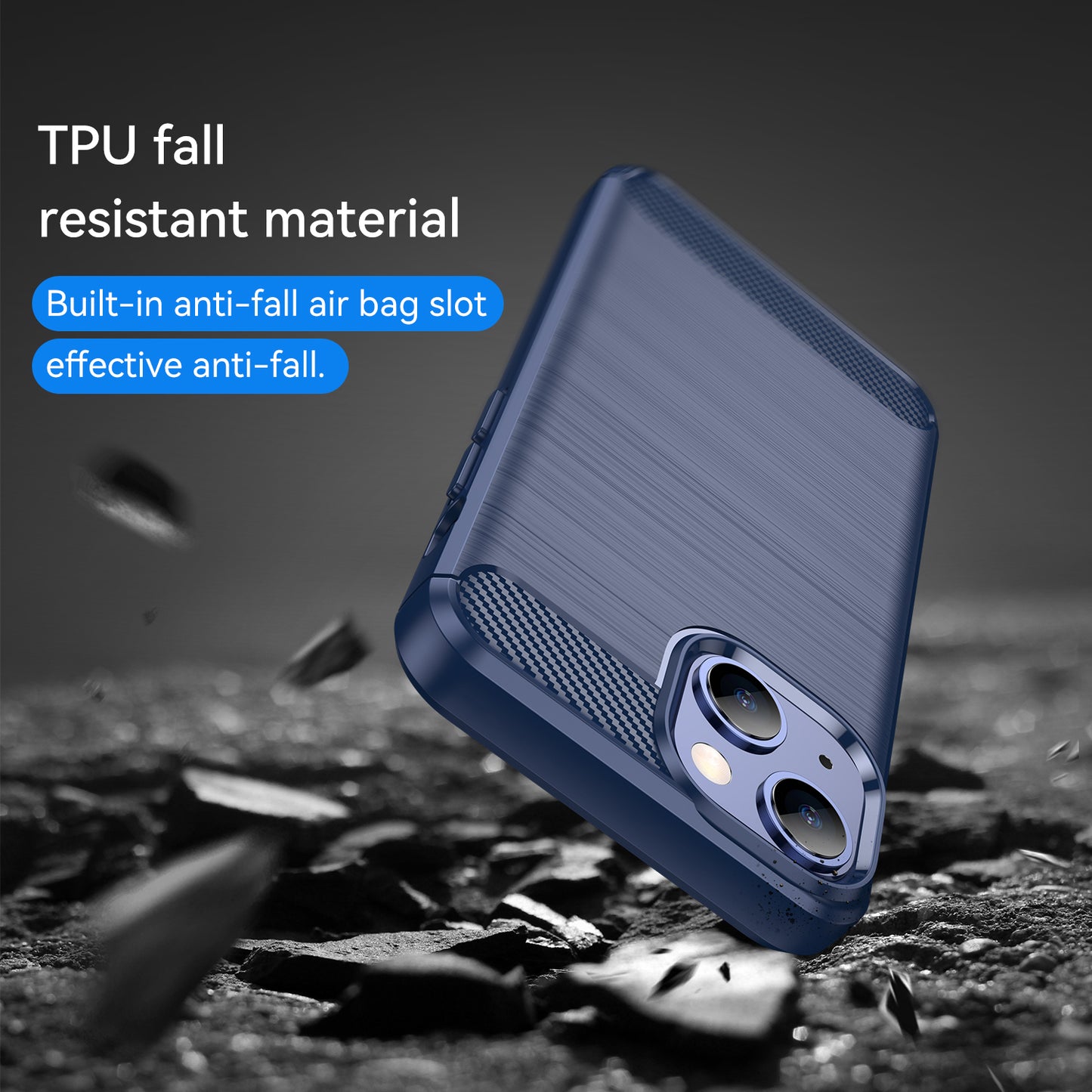 1.8mm Flexible TPU Anti-Scratch Carbon Fiber Brushed Protective Cover Phone Back Case for iPhone 13 6.1 inch
