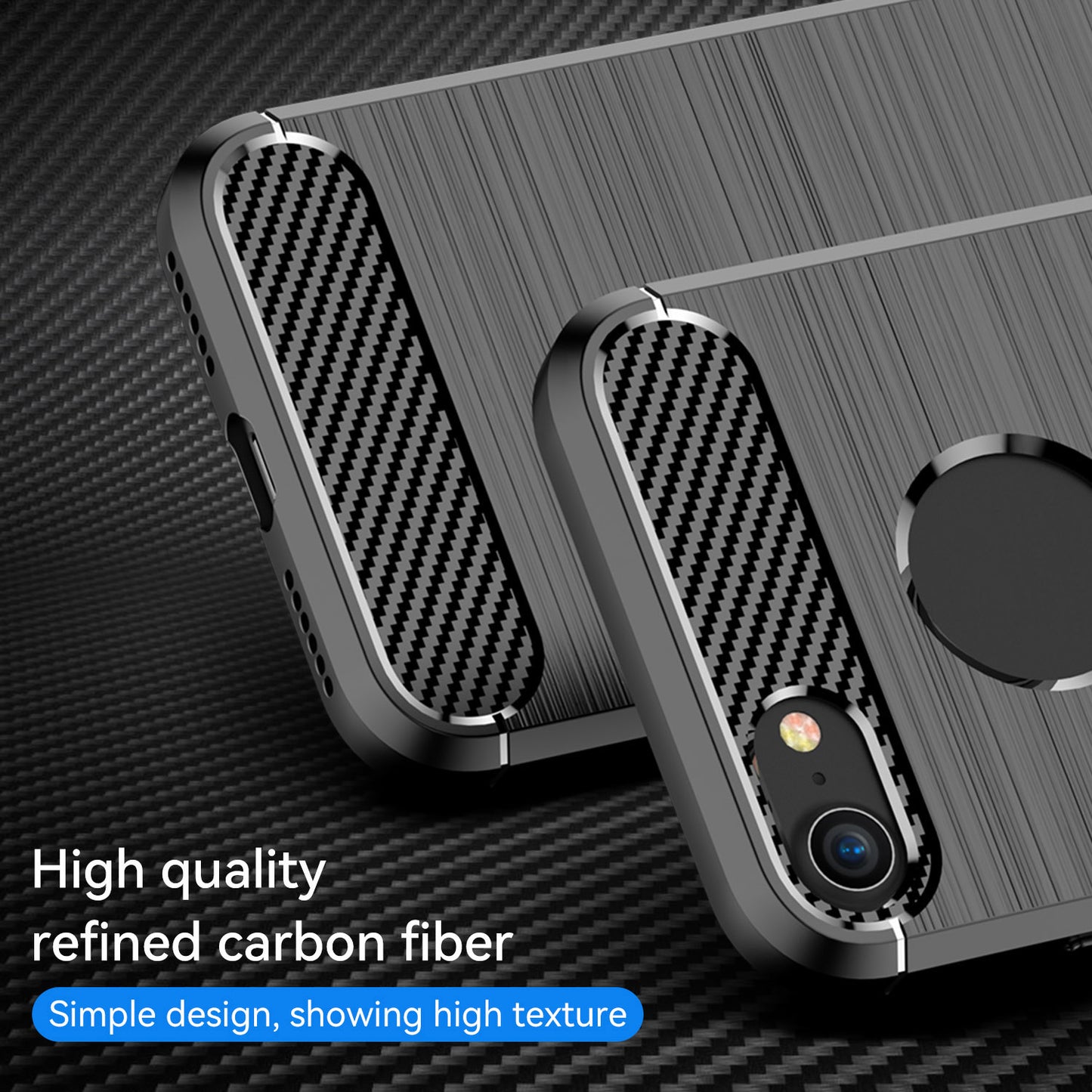 1.8mm Carbon Fiber Texture TPU Case Brushed Surface Phone Protective Cover for iPhone 8/7