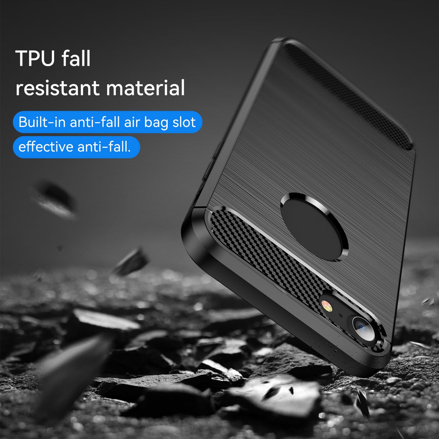 1.8mm Carbon Fiber Texture TPU Case Brushed Surface Phone Protective Cover for iPhone 8/7