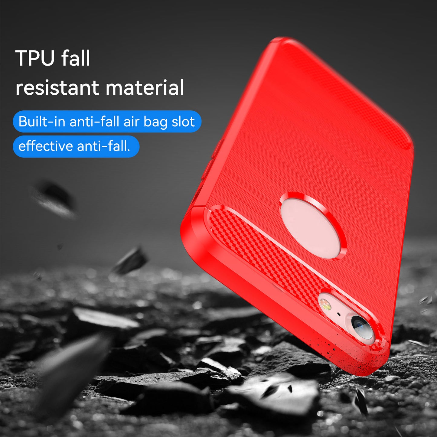 1.8mm Carbon Fiber Texture TPU Case Brushed Surface Phone Protective Cover for iPhone 8/7
