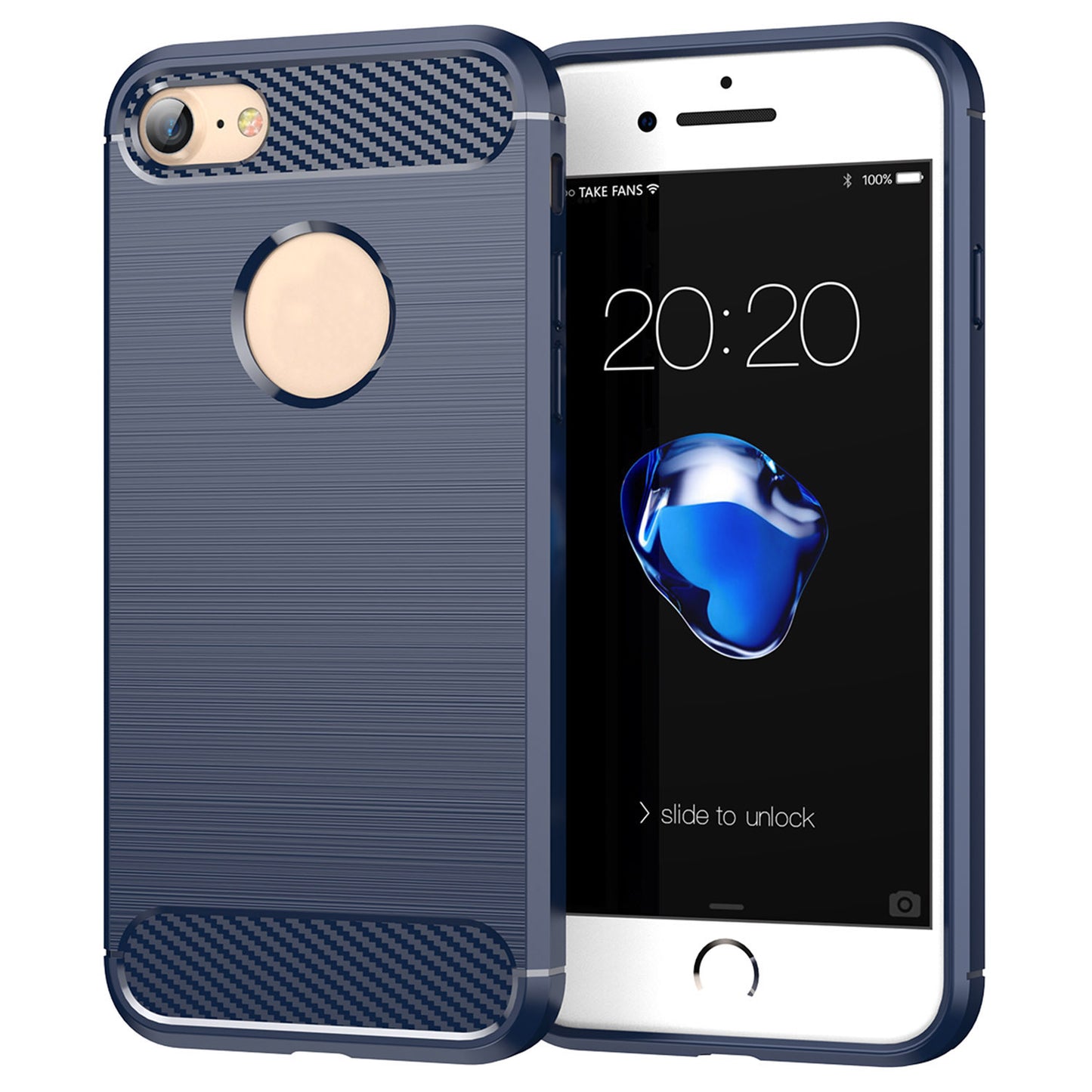 1.8mm Carbon Fiber Texture TPU Case Brushed Surface Phone Protective Cover for iPhone 8/7