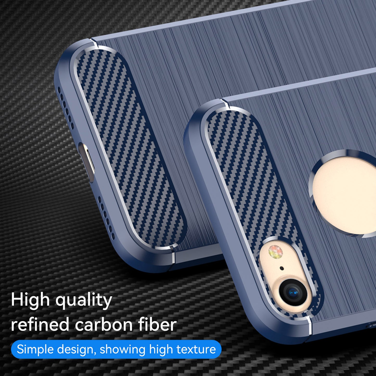 1.8mm Carbon Fiber Texture TPU Case Brushed Surface Phone Protective Cover for iPhone 8/7
