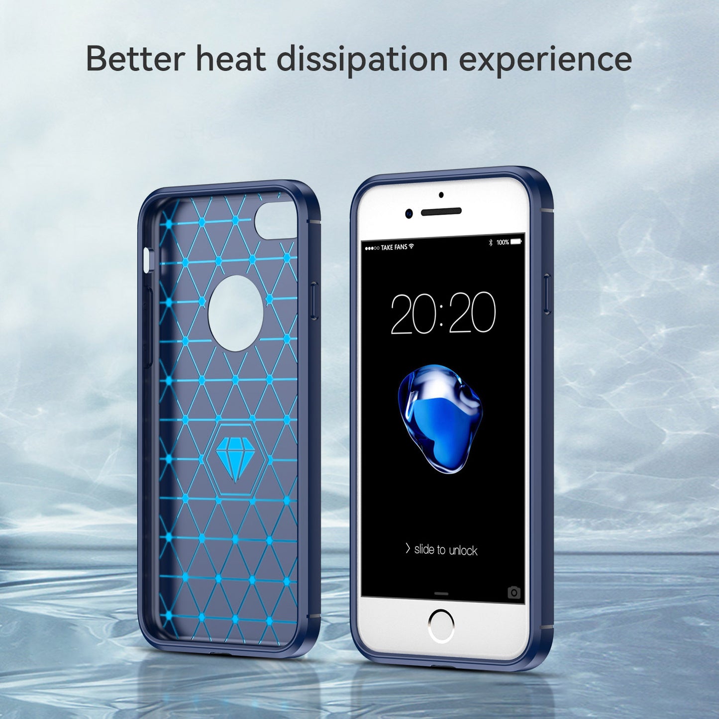 1.8mm Carbon Fiber Texture TPU Case Brushed Surface Phone Protective Cover for iPhone 8/7