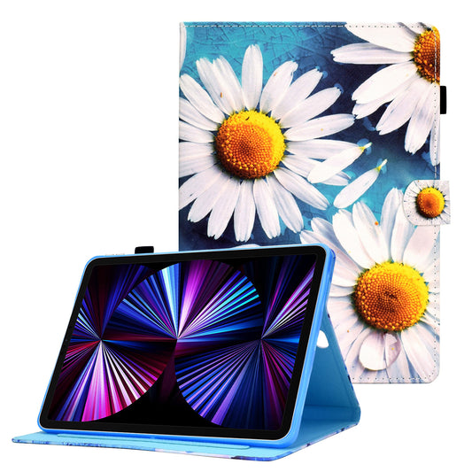 For iPad Pro 11-inch (2021)/(2020)/(2018)/Air (2020)/Air (2022) Pattern Printing Stitching PU Leather Auto Wake/Sleep Cover Card Slots Stand Tablet Case