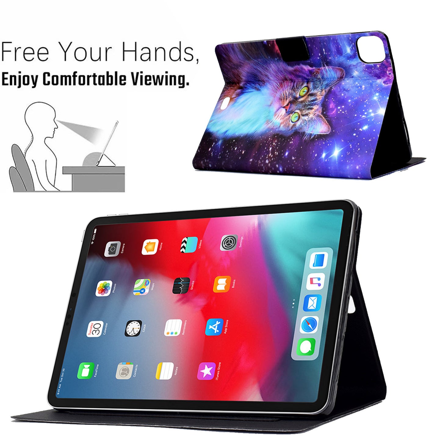 For iPad Pro 11-inch (2018)/(2020)/(2021)/iPad Air (2020)/Air (2022) Card Holder PU Leather Tablet Case Stand Pattern Printing Protective Cover