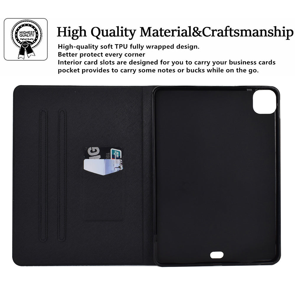 For iPad Pro 11-inch (2018)/(2020)/(2021)/iPad Air (2020)/Air (2022) Card Holder PU Leather Tablet Case Stand Pattern Printing Protective Cover