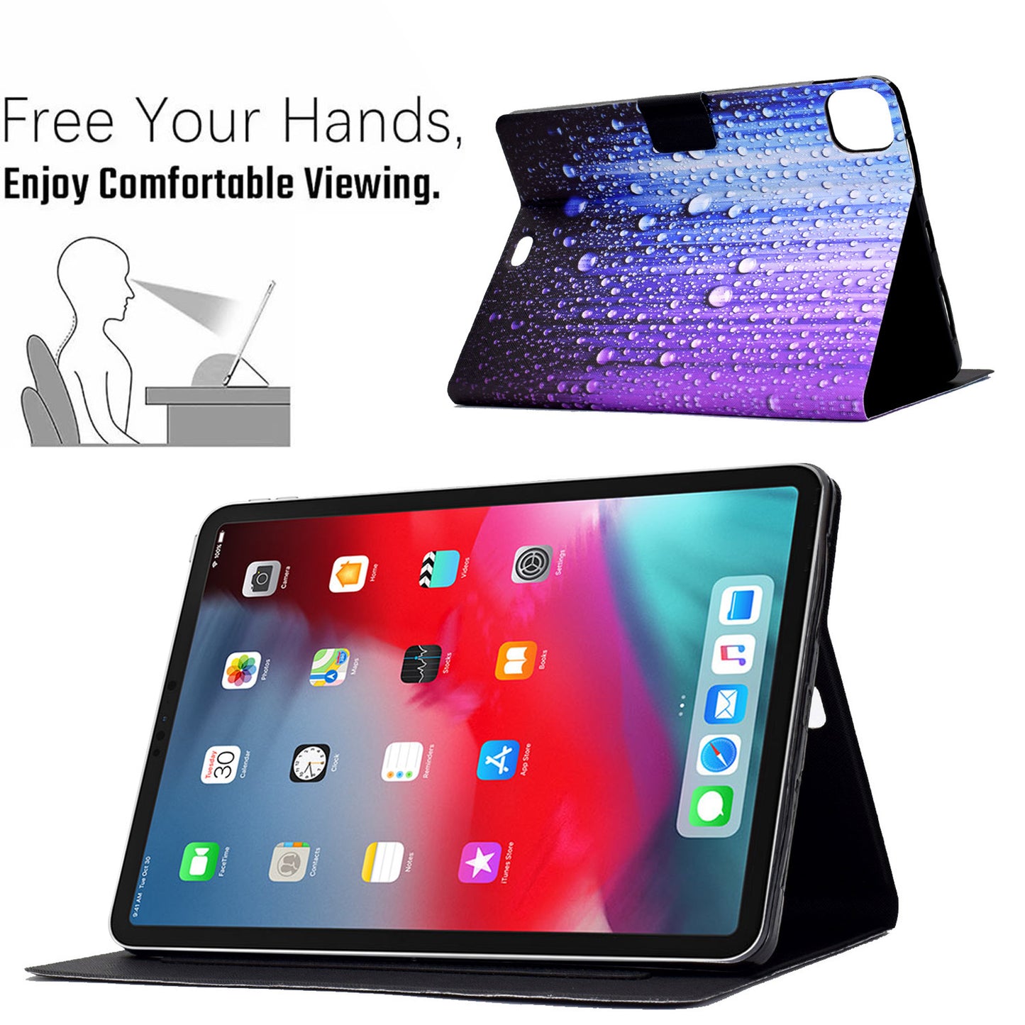 For iPad Pro 11-inch (2018)/(2020)/(2021)/iPad Air (2020)/Air (2022) Card Holder PU Leather Tablet Case Stand Pattern Printing Protective Cover