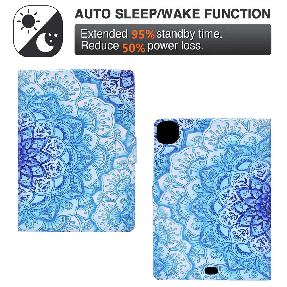 For iPad Pro 11-inch (2018)/(2020)/(2021)/iPad Air (2020)/Air (2022) Card Holder PU Leather Tablet Case Stand Pattern Printing Protective Cover