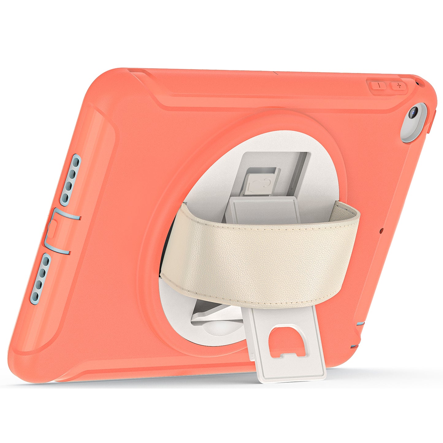 For iPad mini (2019) 7.9 inch/iPad mini 4 Rotary Kickstand PC + Silicone Hybrid Cover Anti-drop Tablet Case with Hand Strap