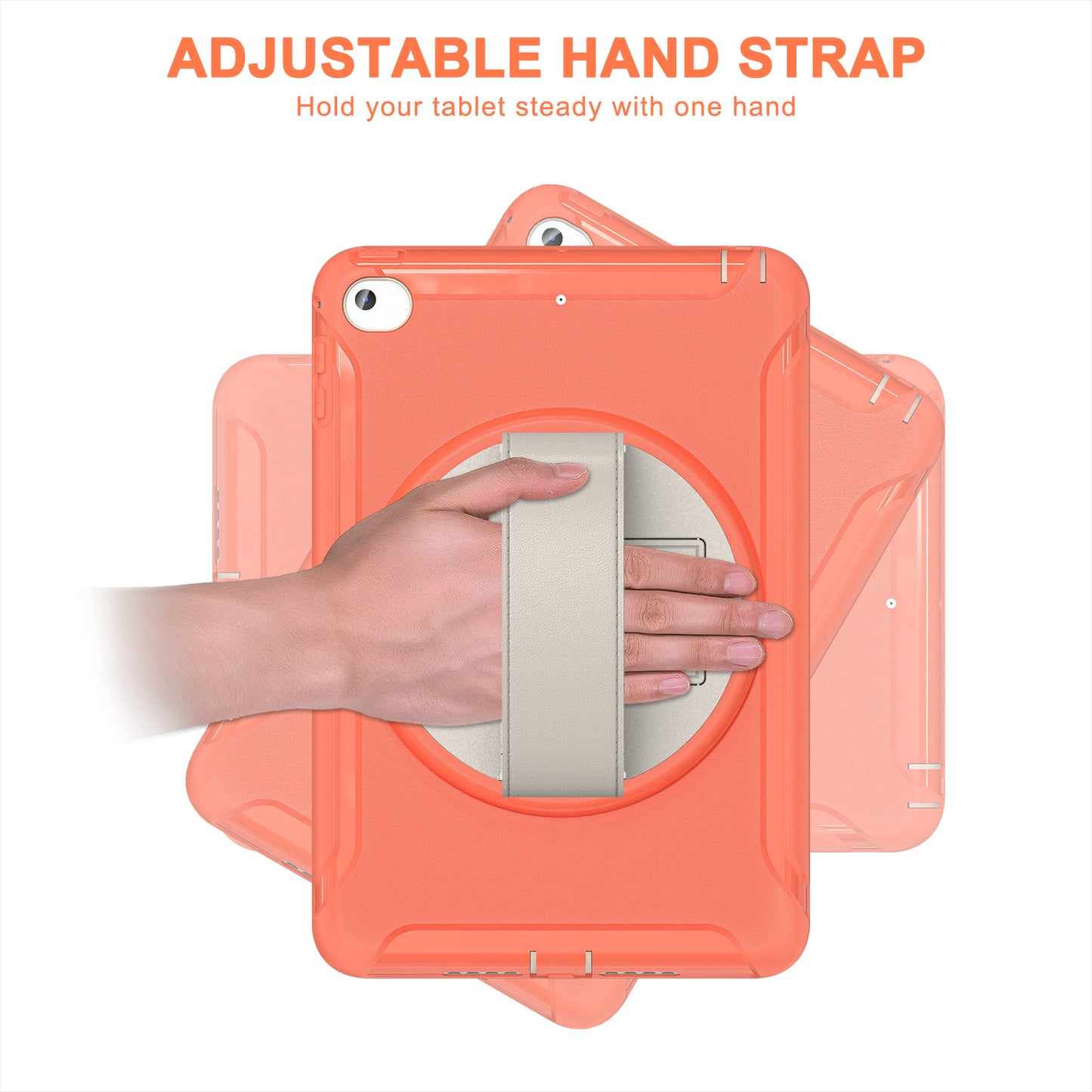 For iPad mini (2019) 7.9 inch/iPad mini 4 Rotary Kickstand PC + Silicone Hybrid Cover Anti-drop Tablet Case with Hand Strap